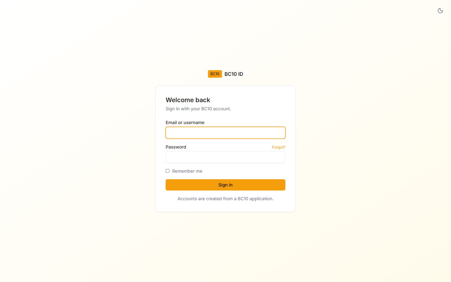 Signing in with a BC10 ID account